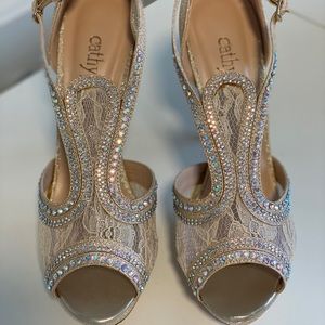 Cathy Jean Rhinestone Lace Heels
